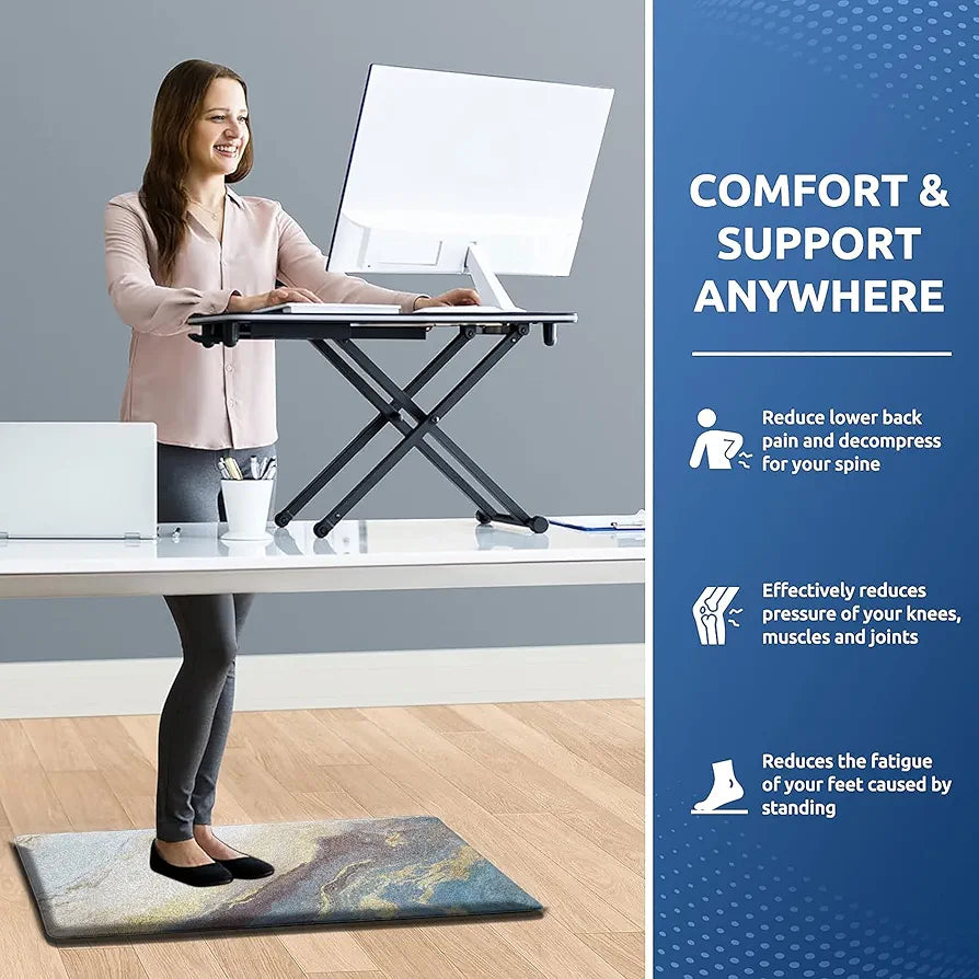 Luxe Home Columbo Anti-Fatigue Kitchen Mat - 51x99 cm Non-Slip Cushioned Comfort Mat - Marble Swirl Pattern Standing Desk Mat - Waterproof and Easy to Clean for Home and Office